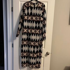 Chic Long Sleeve Geometric Dress